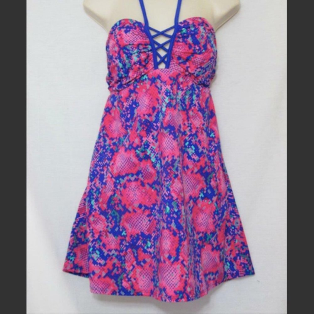 Just Beachin' One Piece Bright Halter Swim Dress